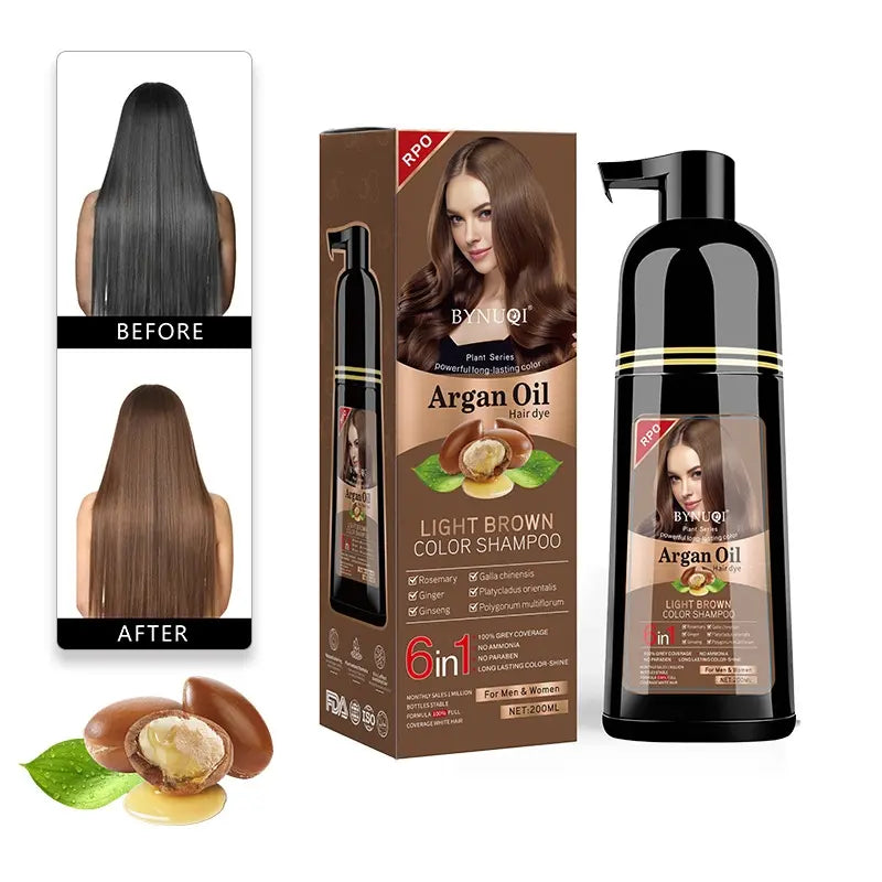 1 Box 6-In-1 Hair Dye Shampoo, Haircare, Plant-Based Hair Color, Bubble Wash No Scalp Staining, Portable Natural Hair Dye, Hair Care & Styling Products